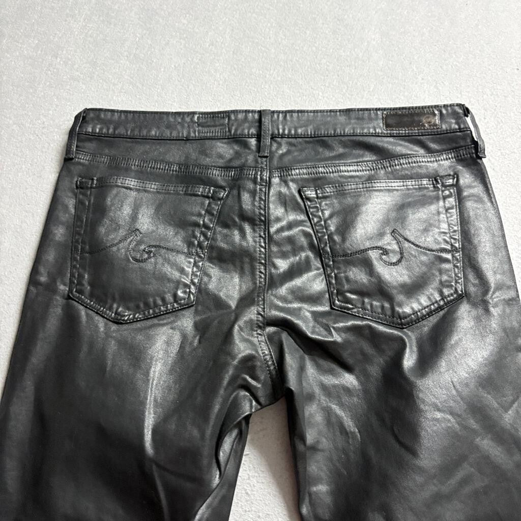 AG Adriano Goldschmied The Legging Ankle Jeans Womens 30R Black Coated Skinny