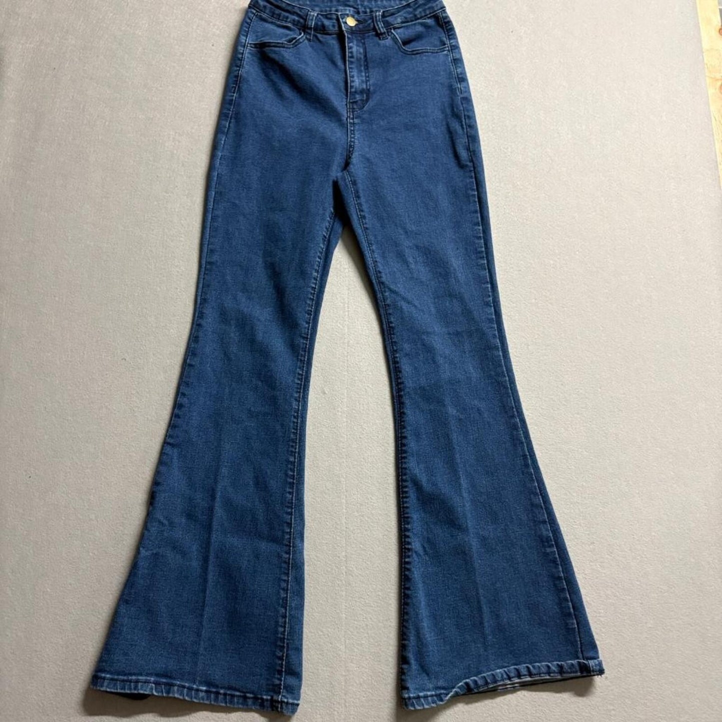 SHEIN High Waisted Flare Jeans Womens Size 4 Blue Denim Bell Bottom Stretch