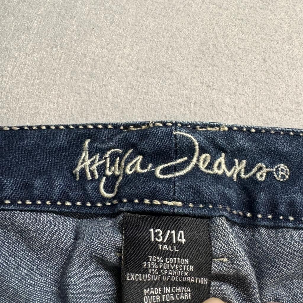 Ariya Jeans Womens 13/14 Tall Blue Bootcut Denim Thick Stitch Flap Pocket