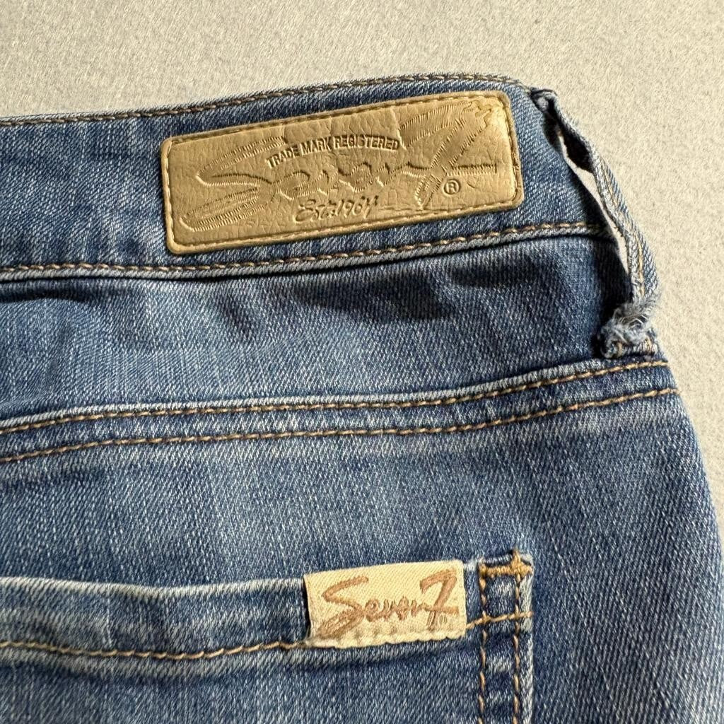 Seven7 Moto Skinny Jeans Womens 4 Blue Denim Ribbed Pleated Knee Stretch
