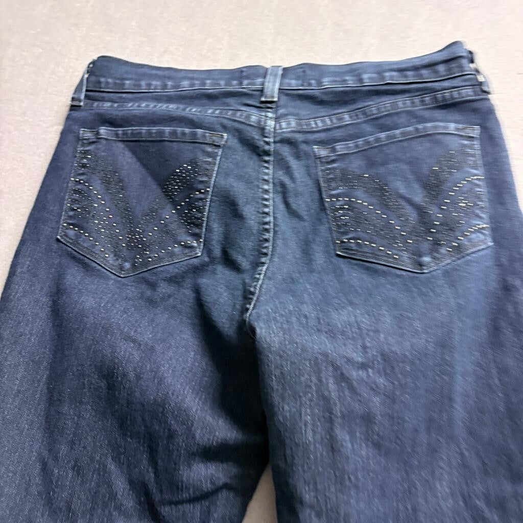 NYDJ Not Your Daughters Jeans Womens 14 Blue Denim Lift Tuck Bootcut Rhinestone