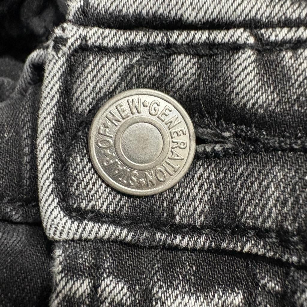 SONG Jeans Womens 7/28 Gray Acid Wash Paperbag Waist Denim Joggers Stretch