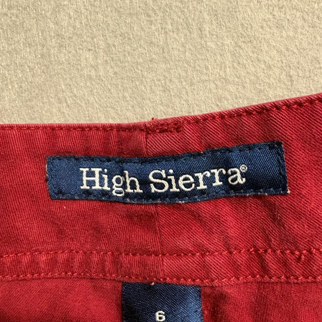 High Sierra Womens Red Cotton Denim Crop Jeans Size 6 Wide Leg Capris