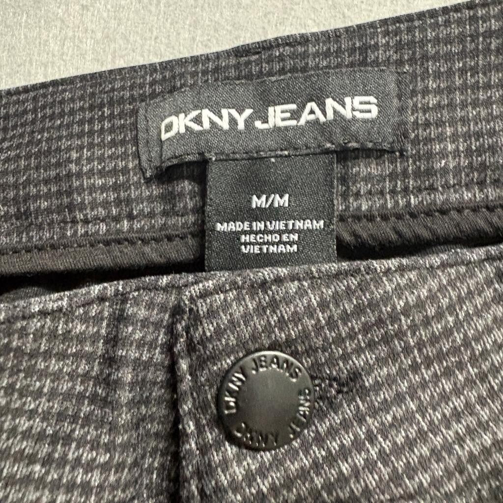 DKNY Jeans Womens Pants Size Medium Gray Houndstooth Stretch Skinny Leg Ankle