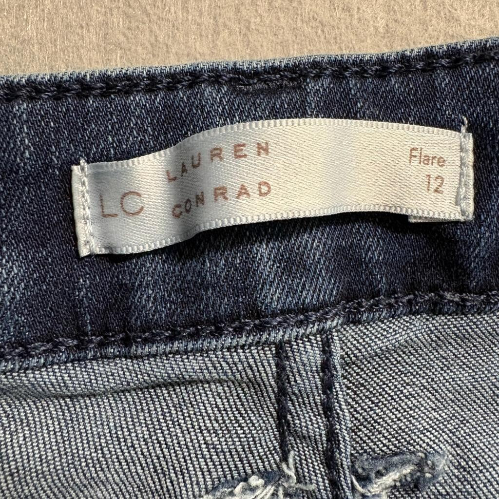 LC Lauren Conrad Flare Jeans Womens Size 12 Blue Denim Stretch High Rise