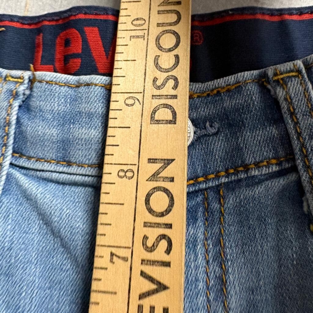 Levi's 514 Boys Jeans Size 14 Reg Blue Denim Distressed Straight Leg Adjustable