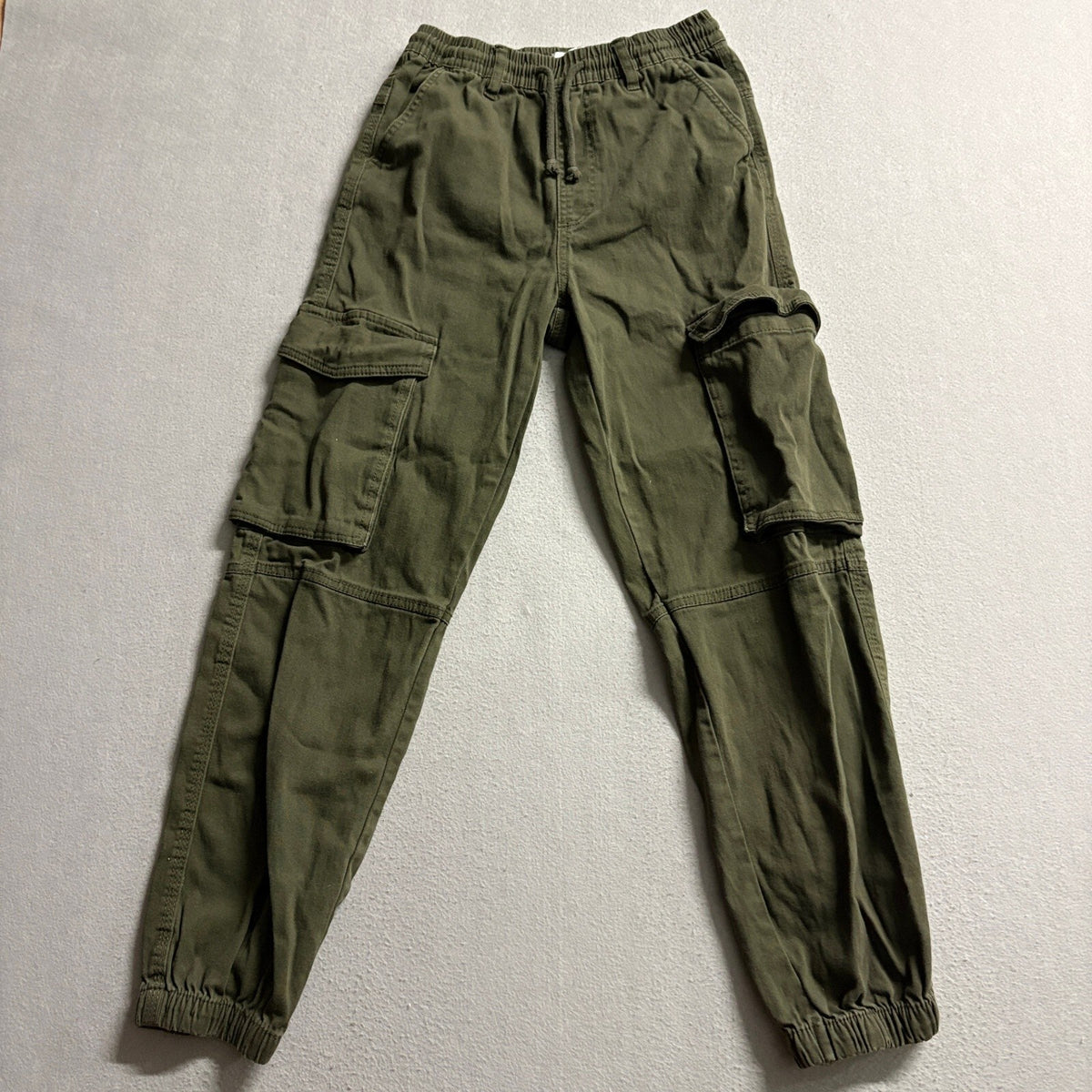 Refuge Womens Cargo Jogger Pants XS Green Elastic Waist Drawstring Pockets