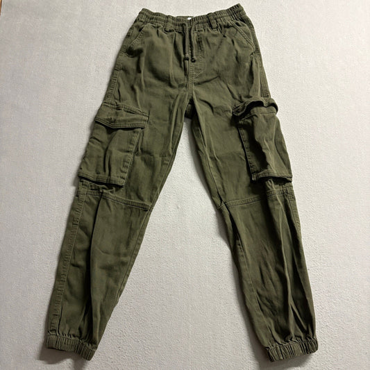 Refuge Womens Cargo Jogger Pants XS Green Elastic Waist Drawstring Pockets