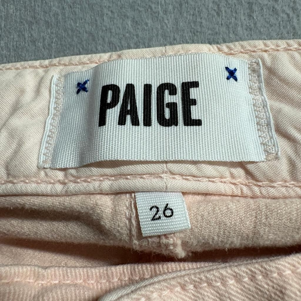 Paige Skyline Ankle Peg Jeans Womens 26 Pink Distressed Ripped Denim Stretch