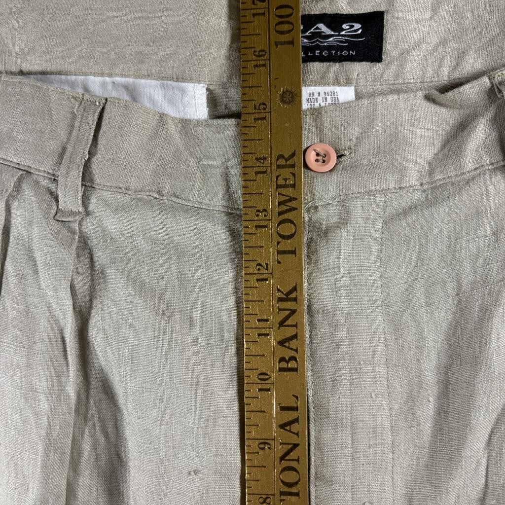 TA2 Collection Mens Linen Pants Size 46 Beige Pleated Front Made in USA Vintage