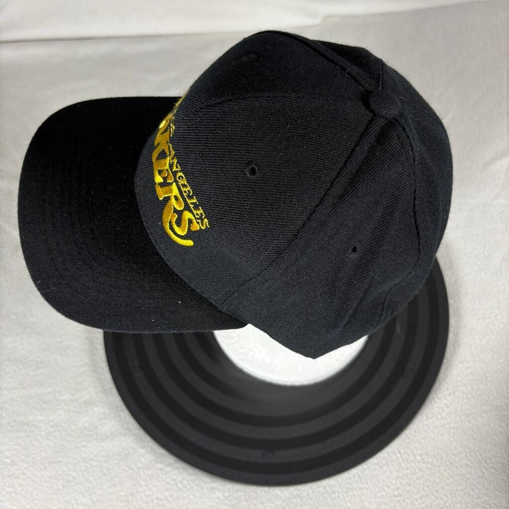 Vintage Los Angeles Lakers Snapback Hat Black Wool Blend Green Under Visor Cap