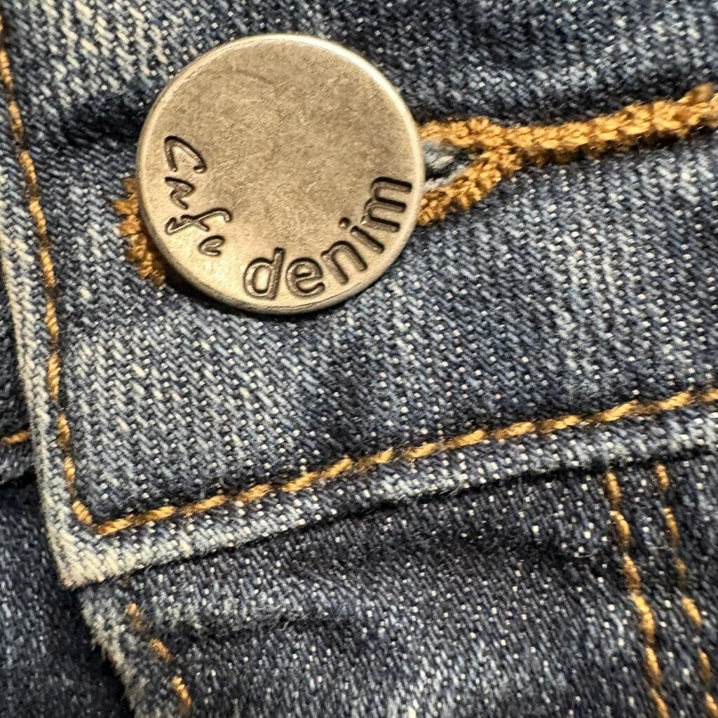 Cafe Denim Premium Jeans Womens Size 14 Blue Stretch Straight Leg Medium Wash