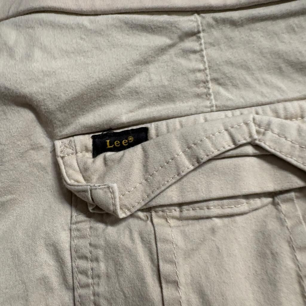 Lee Women Stretch Waist Cargo Pants Beige Khaki Crop Capris Size 8 Stretch
