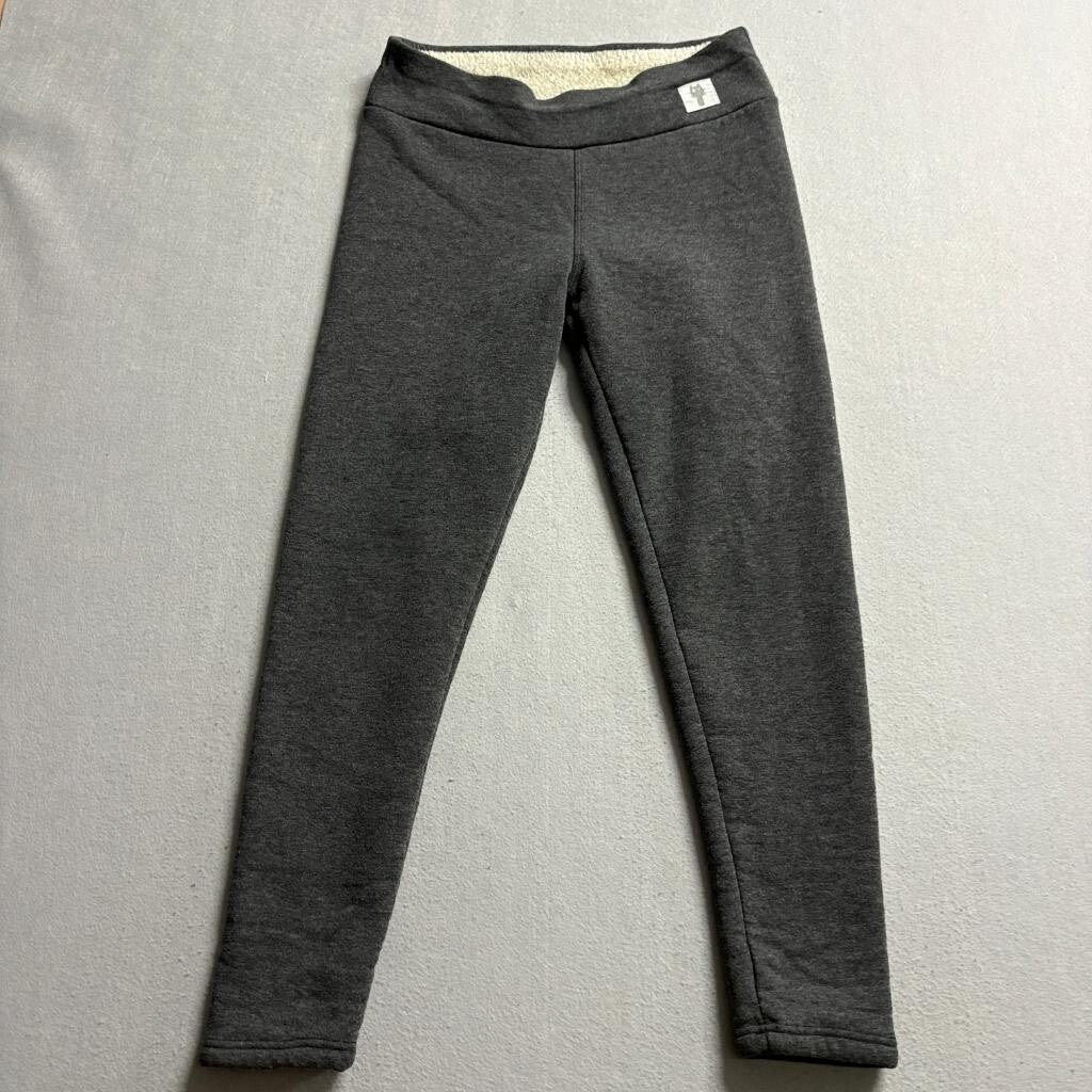 Girls Fleece Lined Leggings Gray Thick Sherpa Warm Winter Pants Size L 10-12