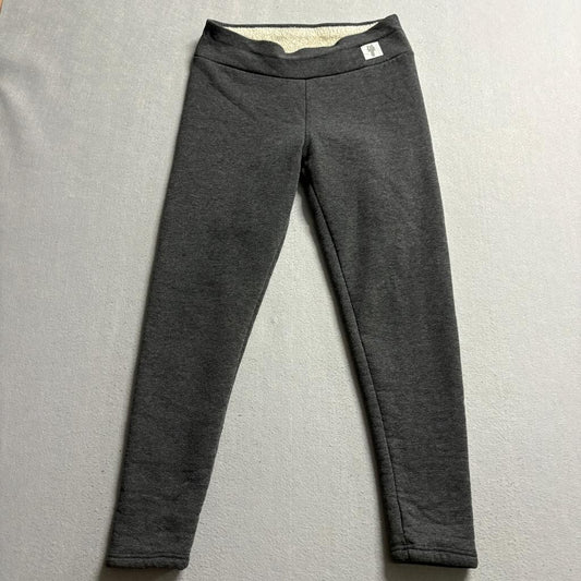 Girls Fleece Lined Leggings Gray Thick Sherpa Warm Winter Pants Size L 10-12
