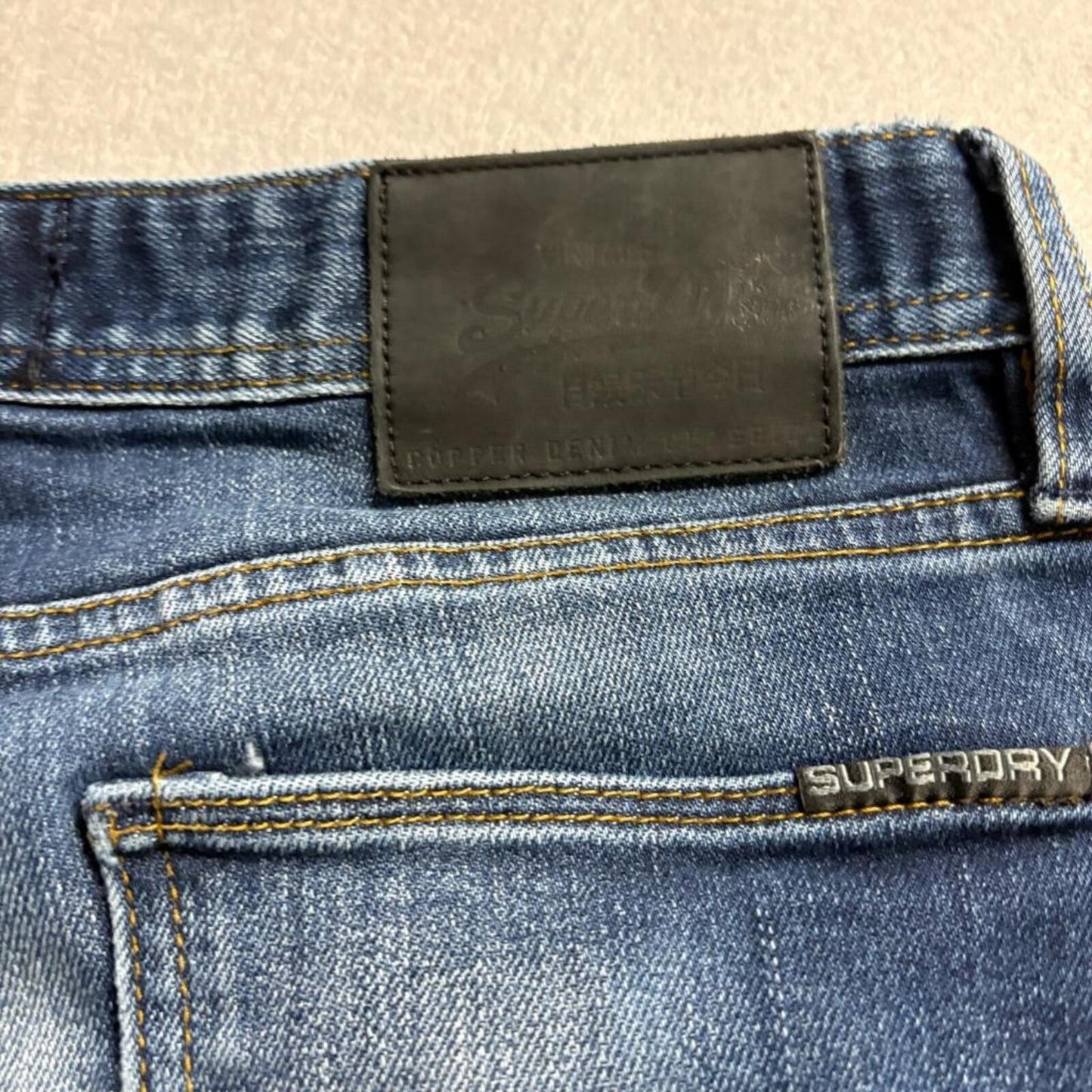 Superdry Mens Jeans 30x32 Slim Fit Blue Denim Copper Black Denim Corporal