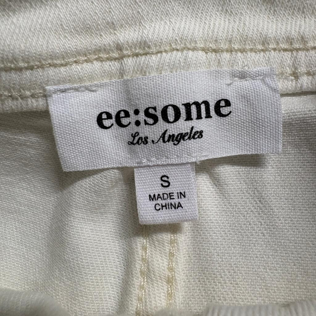 ee:some Los Angeles Wide Leg Jeans Womens Small Off White Raw Hem Stretch Denim