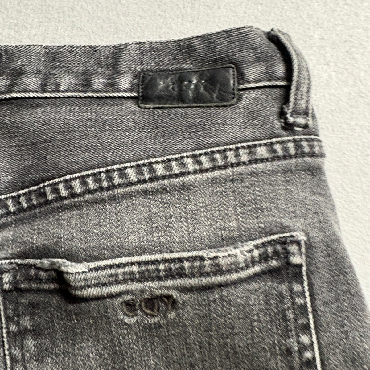 CQY Denim Slim Straight Jeans Womens Size 27 Gray Washed Button Fly Made in USA