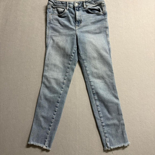 We The Free Free People Jeans Womens 30 Blue Denim Raw Hem High Rise Crop Skinny