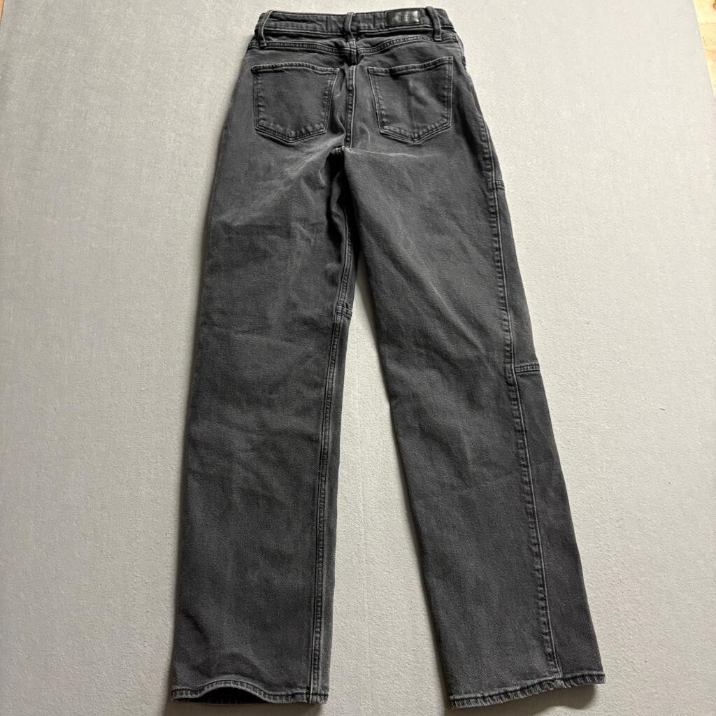 Hollister Ultra High Rise Dad Jeans Womens 1R W25 L31 Black Seam Detail Denim