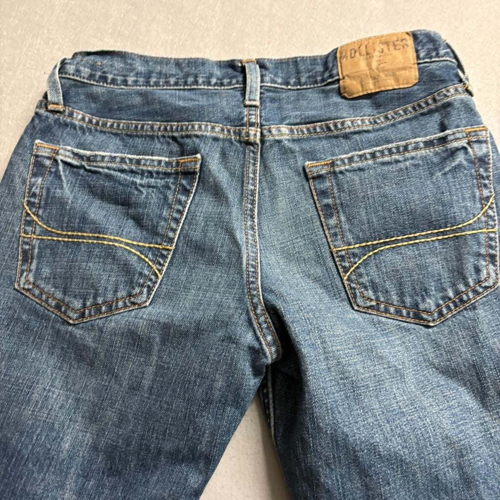 Hollister Classic Straight Jeans Womens 30x30 Blue Denim Raw Hem Button Fly