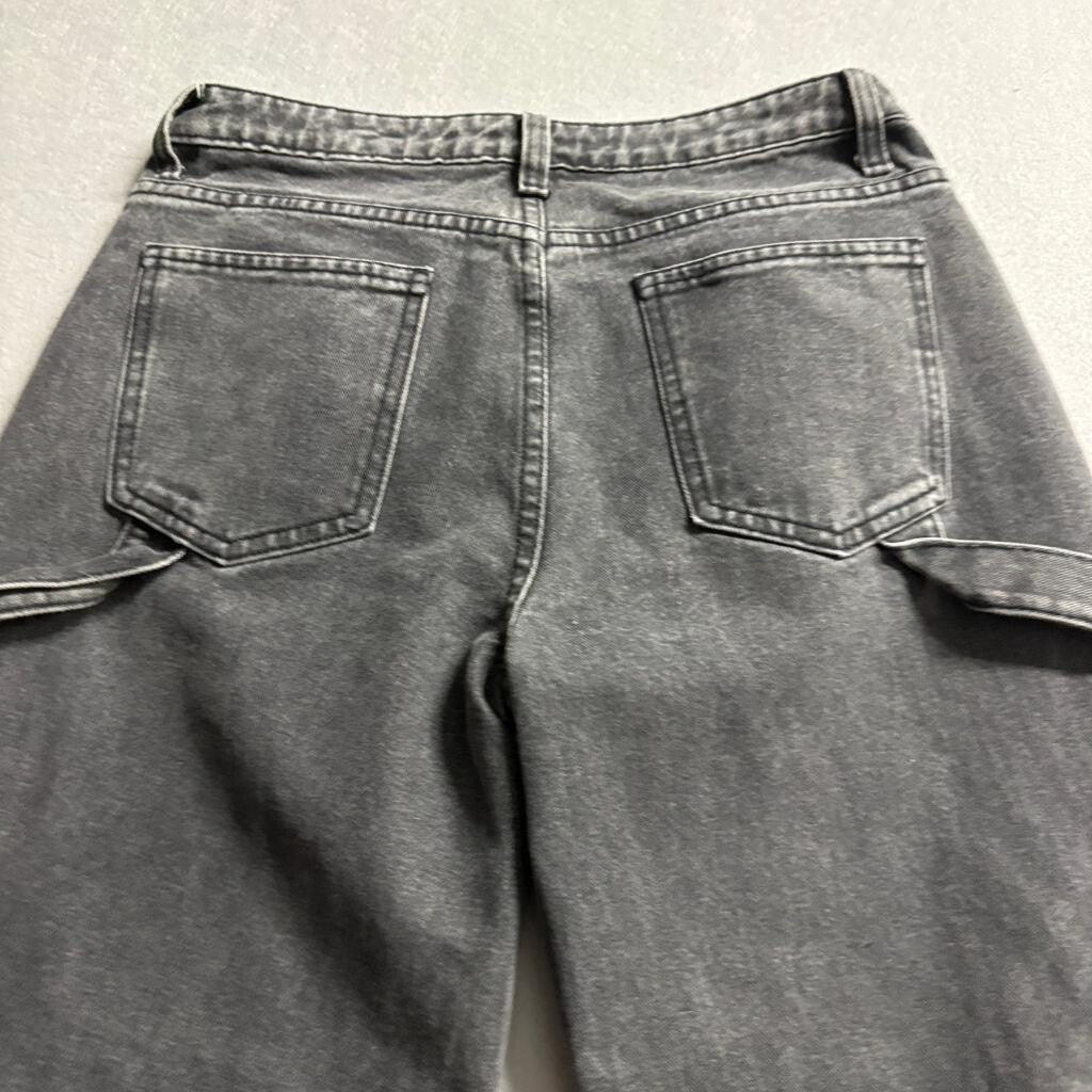 PrettyLittleThing Carpenter Jeans Womens 6 Gray Raw Hem Wide Leg Denim