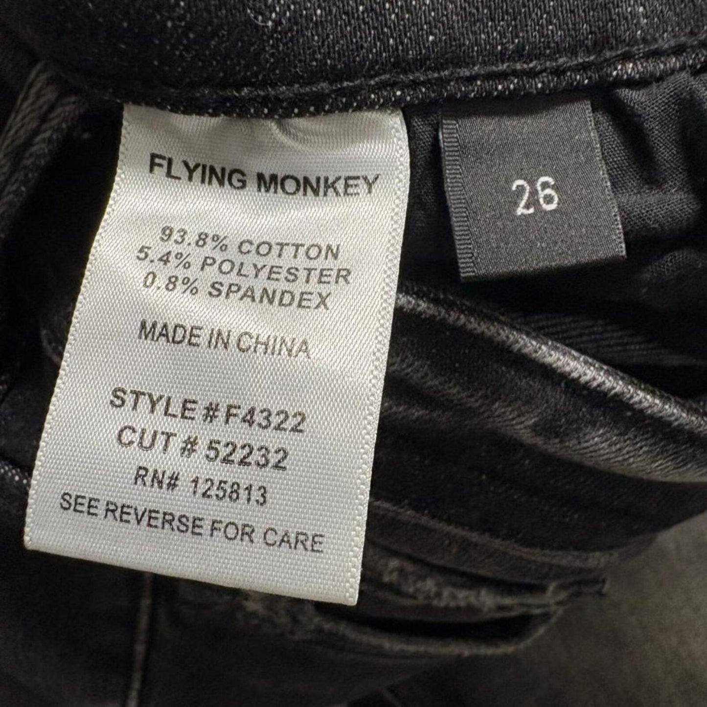 Flying Monkey Jeans Womens 26 Black Distressed Raw Hem Button Fly Flare F4322