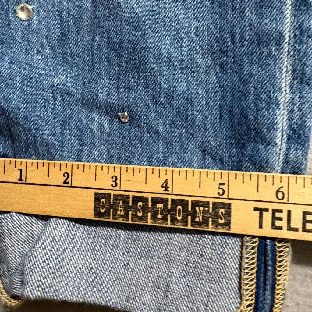 Joe's Jeans The Smith High Rise Straight Ankle Rhinestone Distressed Blue 23