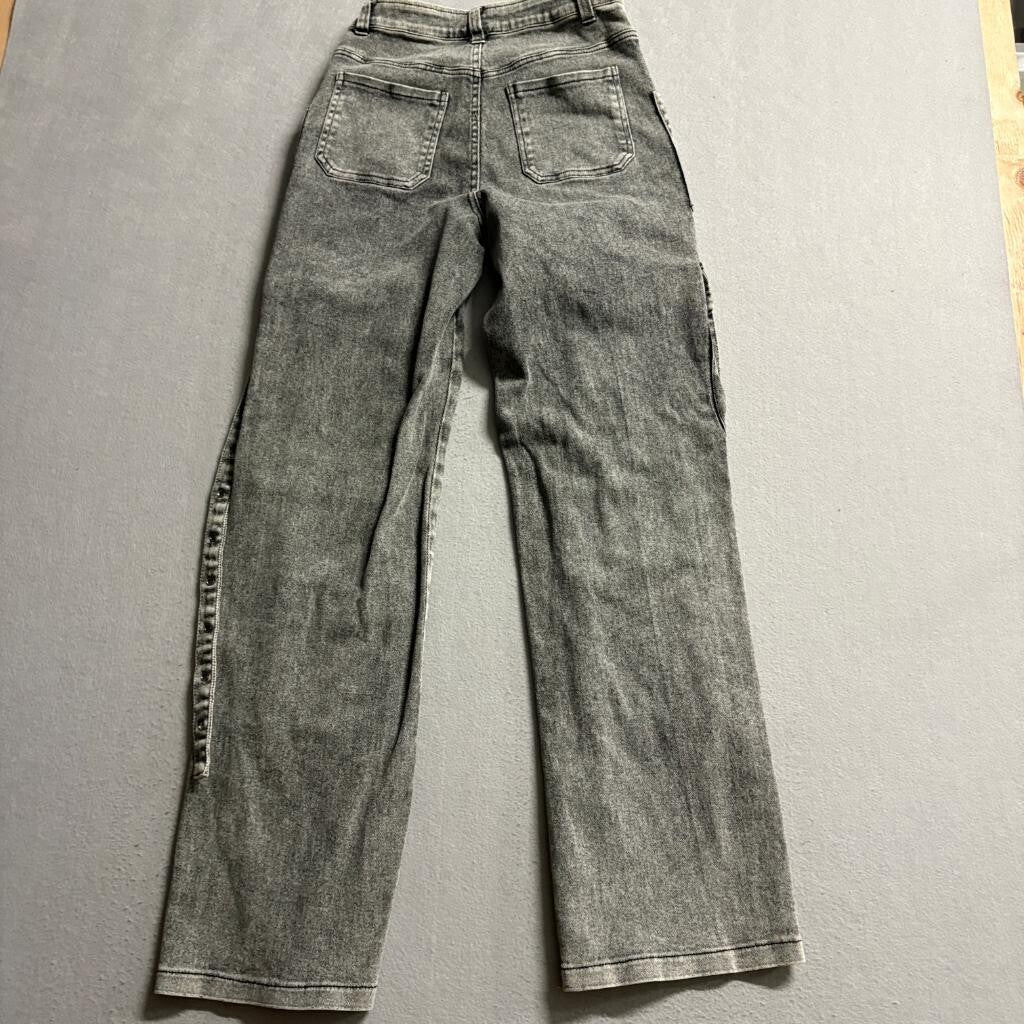 Impulsive Womens Cargo Pants Size S Gray Acid Wash High Rise Wide Leg Straps