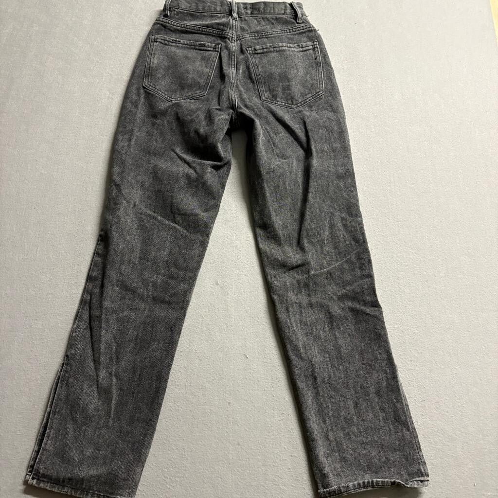 PacSun Dad Jean Womens 24 Gray Acid Wash Denim High Rise Straight Leg Side Slit