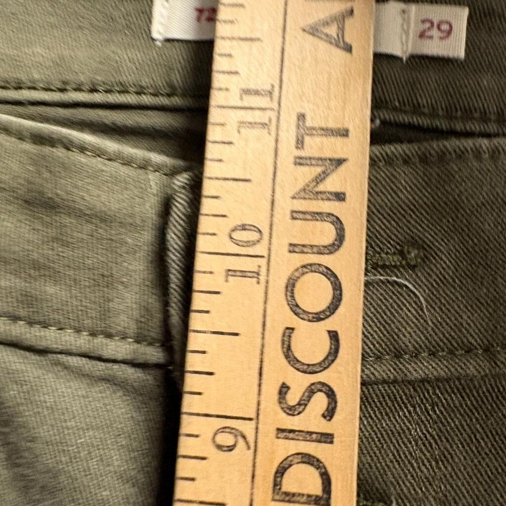 Levi's 721 High Rise Skinny Jeans Womens 29x30 Olive Green Button Fly Denim