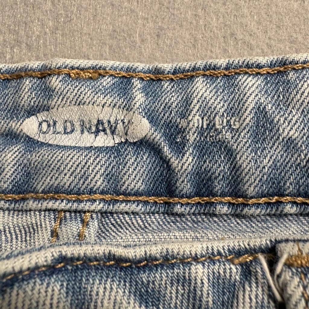 Old Navy Wide Leg Jeans Womens Size 4 Light Wash Denim Raw Hem High Rise Stretch