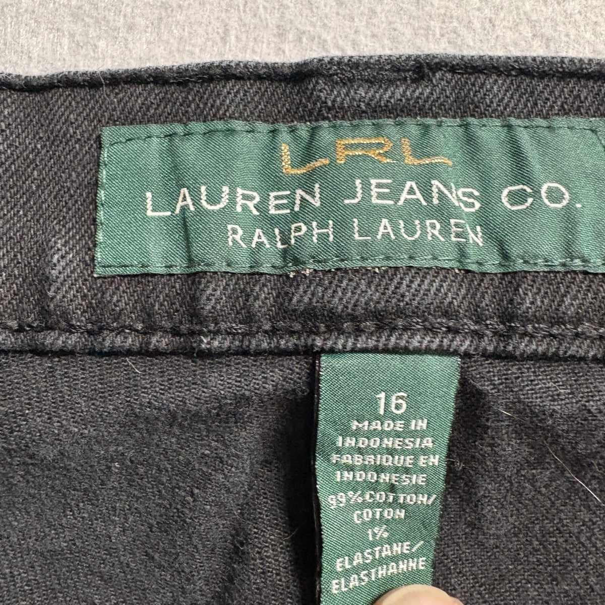 Lauren Ralph Lauren Jeans Womens 16 Black Denim Straight Leg Stretch Pants LRL