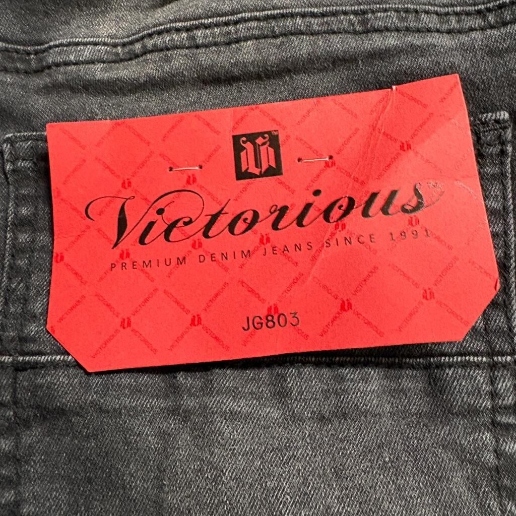 Victorious Mens Jogger Pants 2XL Black Denim Elastic Waist Drawstring JG803 NWT