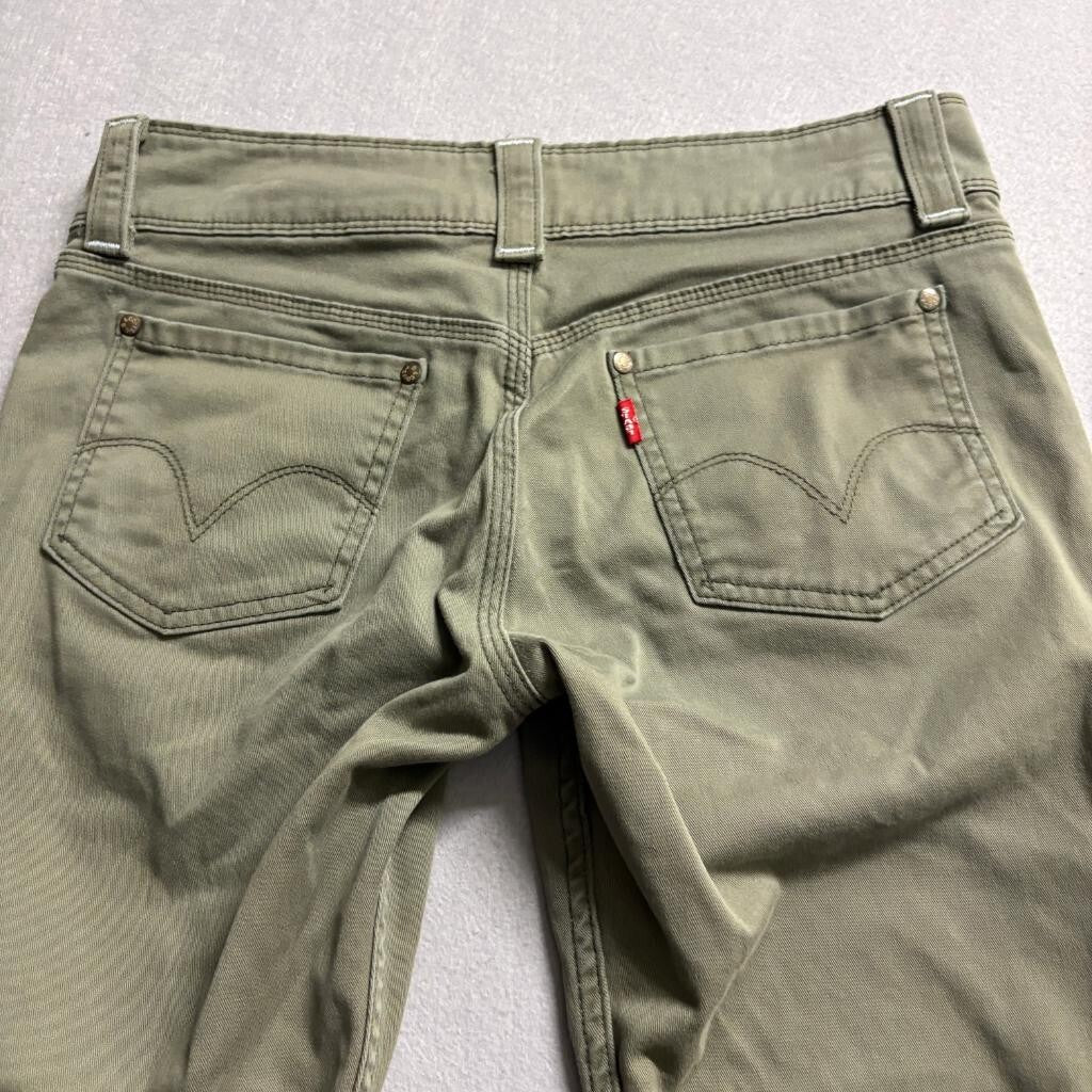 Levis Superlow Cargo Pants Womens 7M JR Green Low Rise Flare Utility Y2K