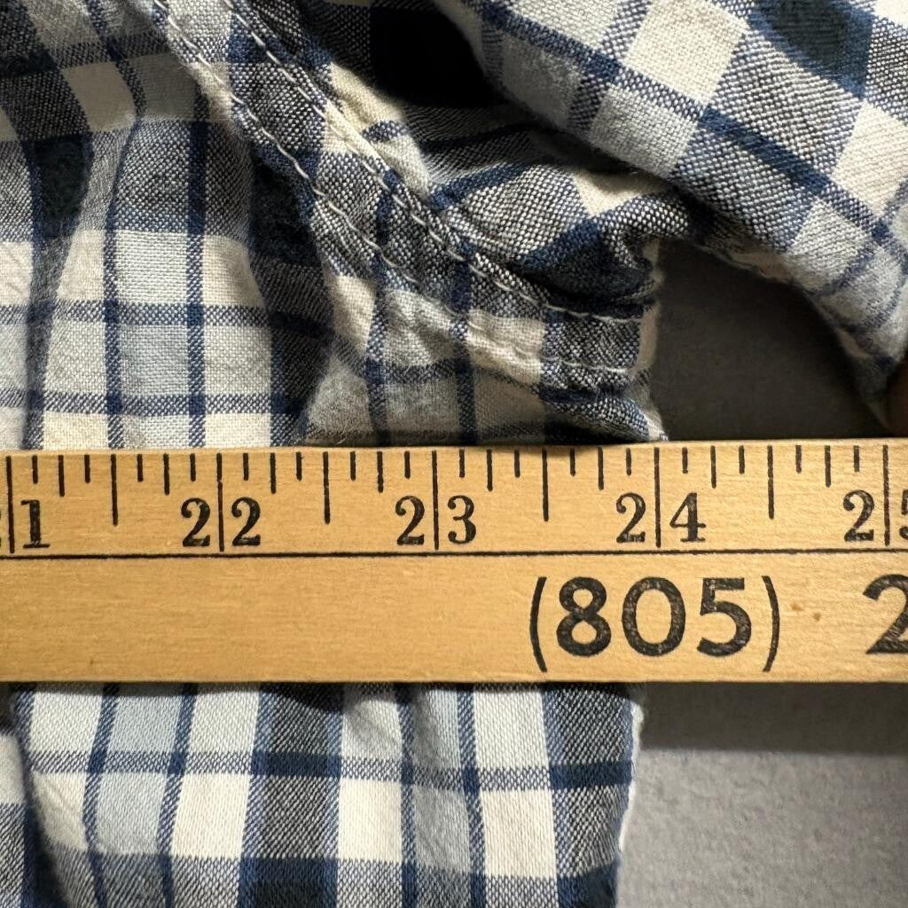 Carhartt Plaid Shirt Mens XXL Blue White Cotton Short Sleeve Button Down