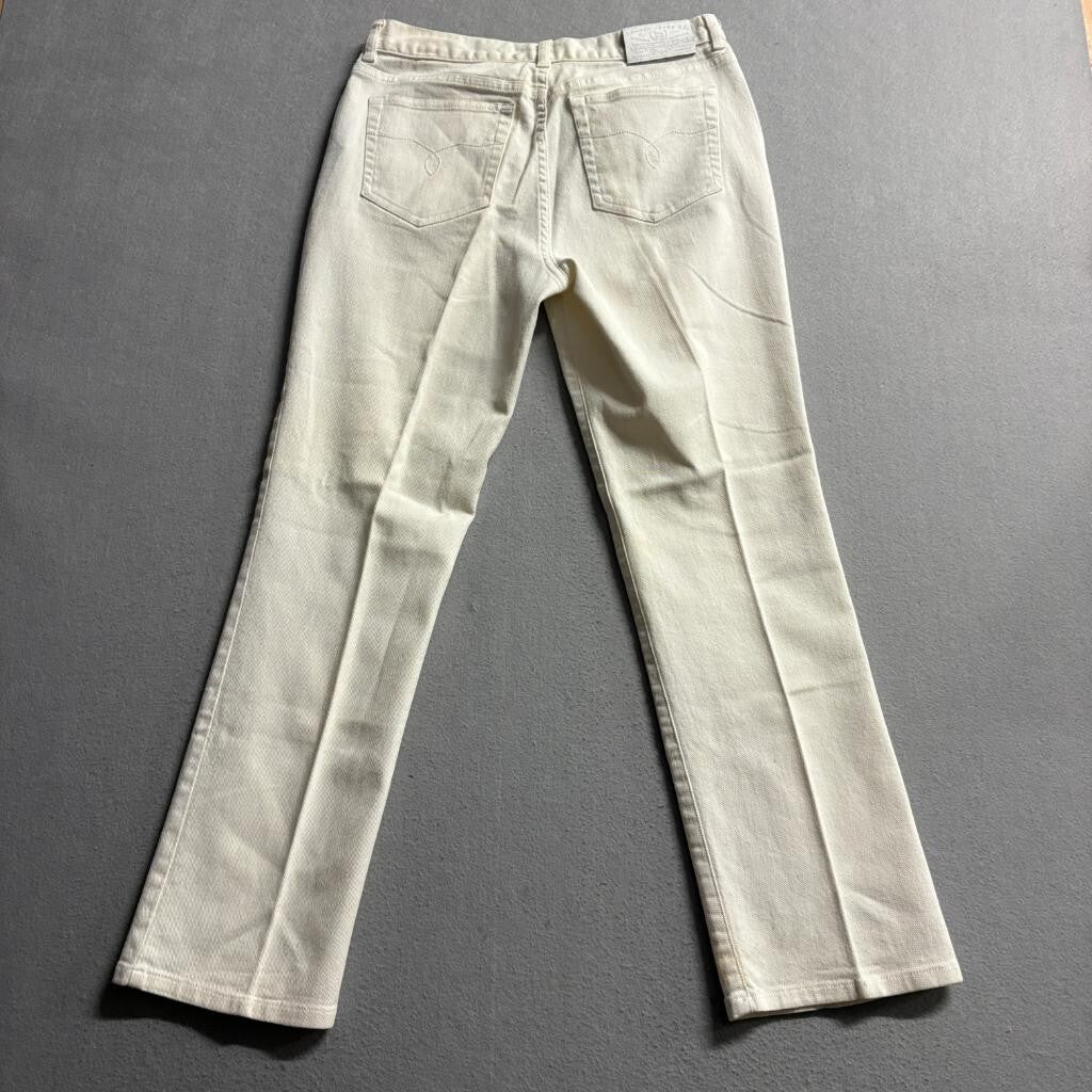 Lauren Jeans Co Ralph Lauren White Denim Pants Womens Size 8P Straight Leg