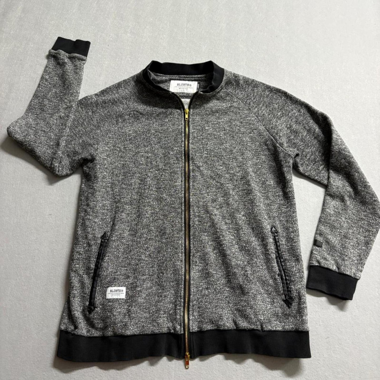Bloodbath BLDBTH Full Zip Sweatshirt Mens XL Gray Knit Bomber Jacket Streetwear