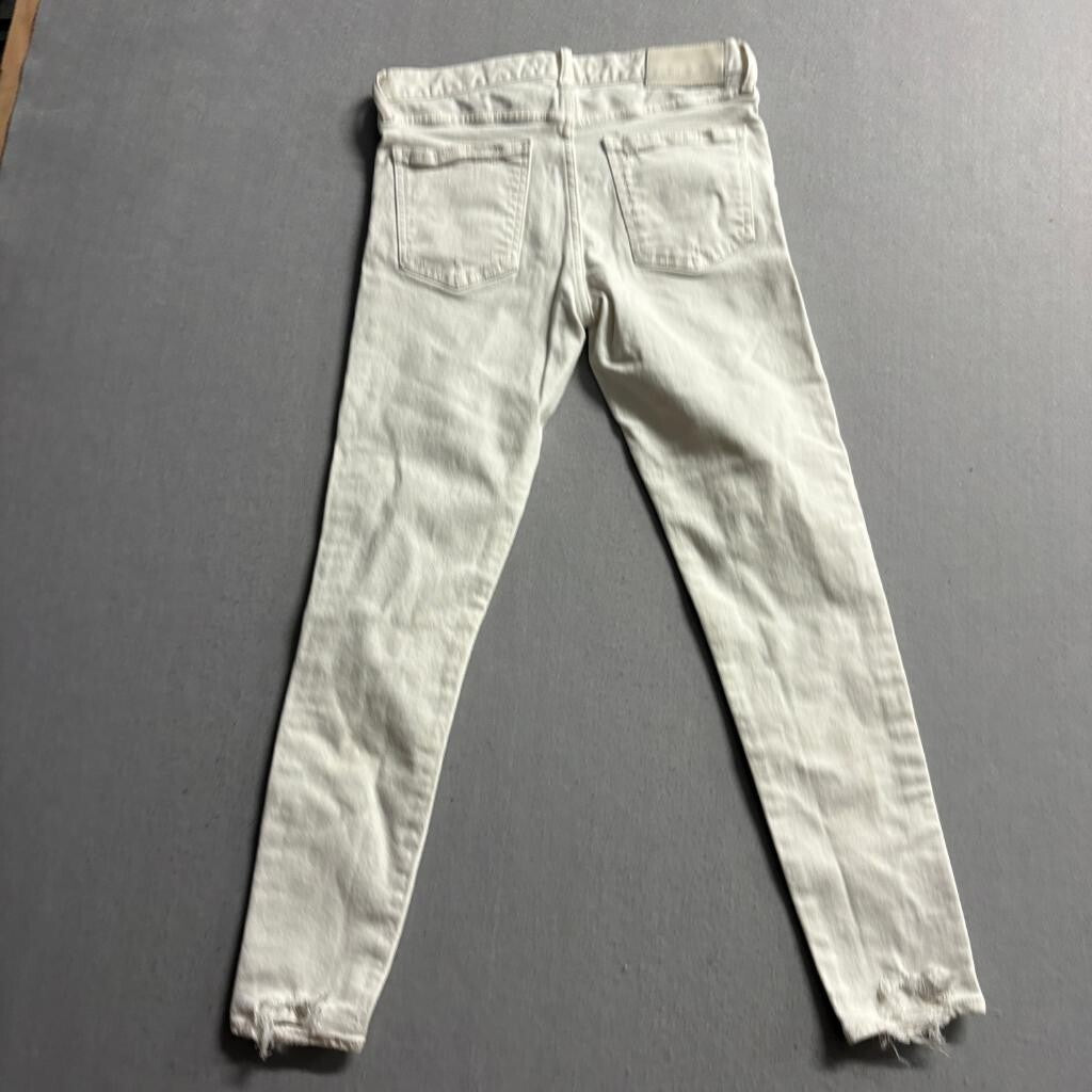 Moussy Vintage Skinny Jeans Womens 27 Off White Distressed Frayed Hem Stretch