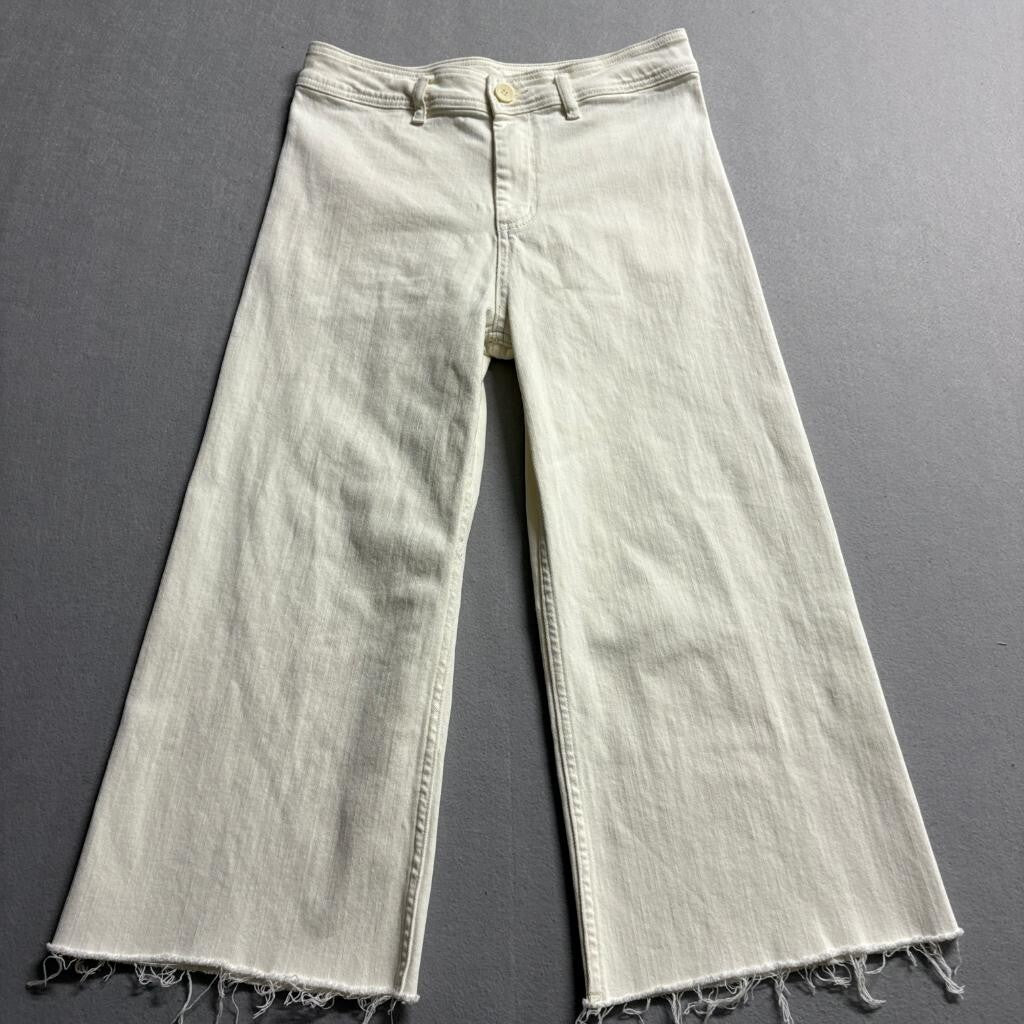 ee:some Los Angeles Wide Leg Jeans Womens Small Off White Raw Hem Stretch Denim