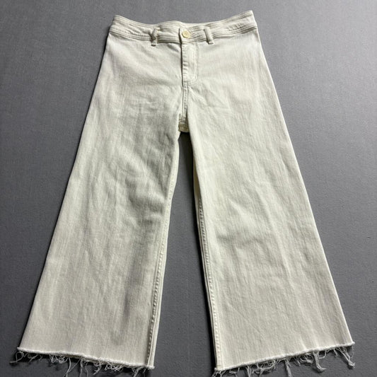 ee:some Los Angeles Wide Leg Jeans Womens Small Off White Raw Hem Stretch Denim