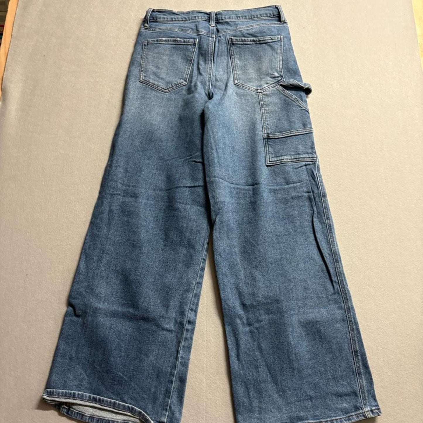 RSQ Carpenter Jeans Womens Size 30 Blue Denim Wide Leg High Rise Utility Pants