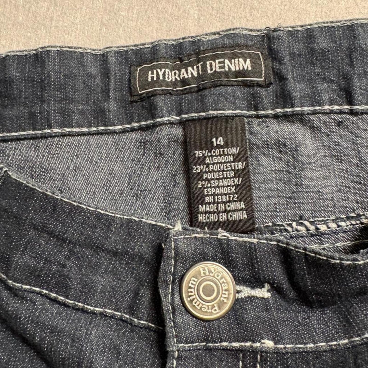 Hydrant Denim Jeans Womens 14 Dark Wash Embroidered Rhinestone Pockets Stretch