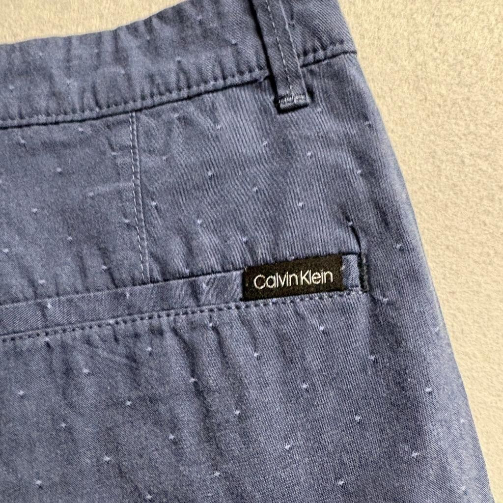 Calvin Klein Mens Chino Shorts Size 30 Blue Dotted Cotton Blend Casual Flat