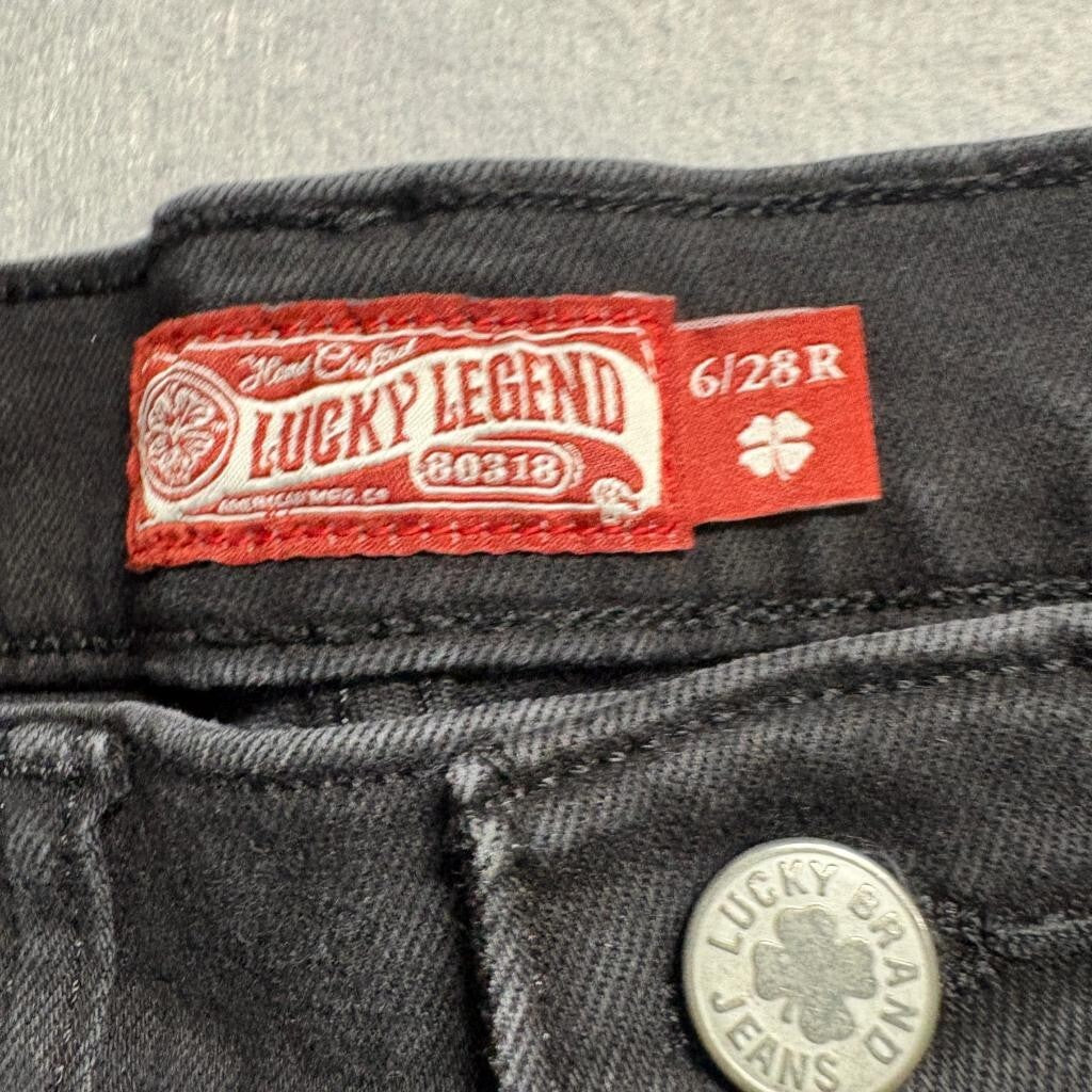 Lucky Brand Stevie High Rise Flare Jeans Womens 6/28R Black Studded Denim