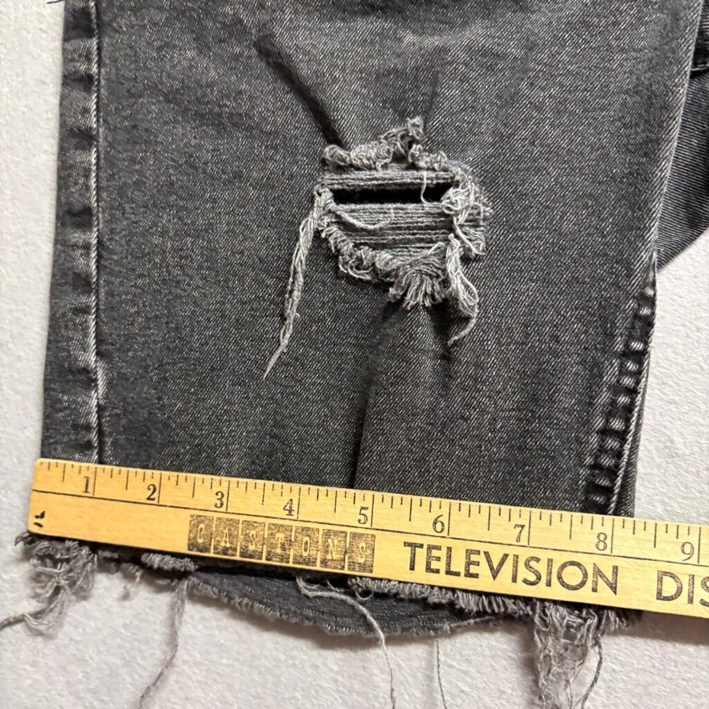 Cotton On Mens 30 Distressed Denim Shorts Black Gray Raw Hem Straight Cut