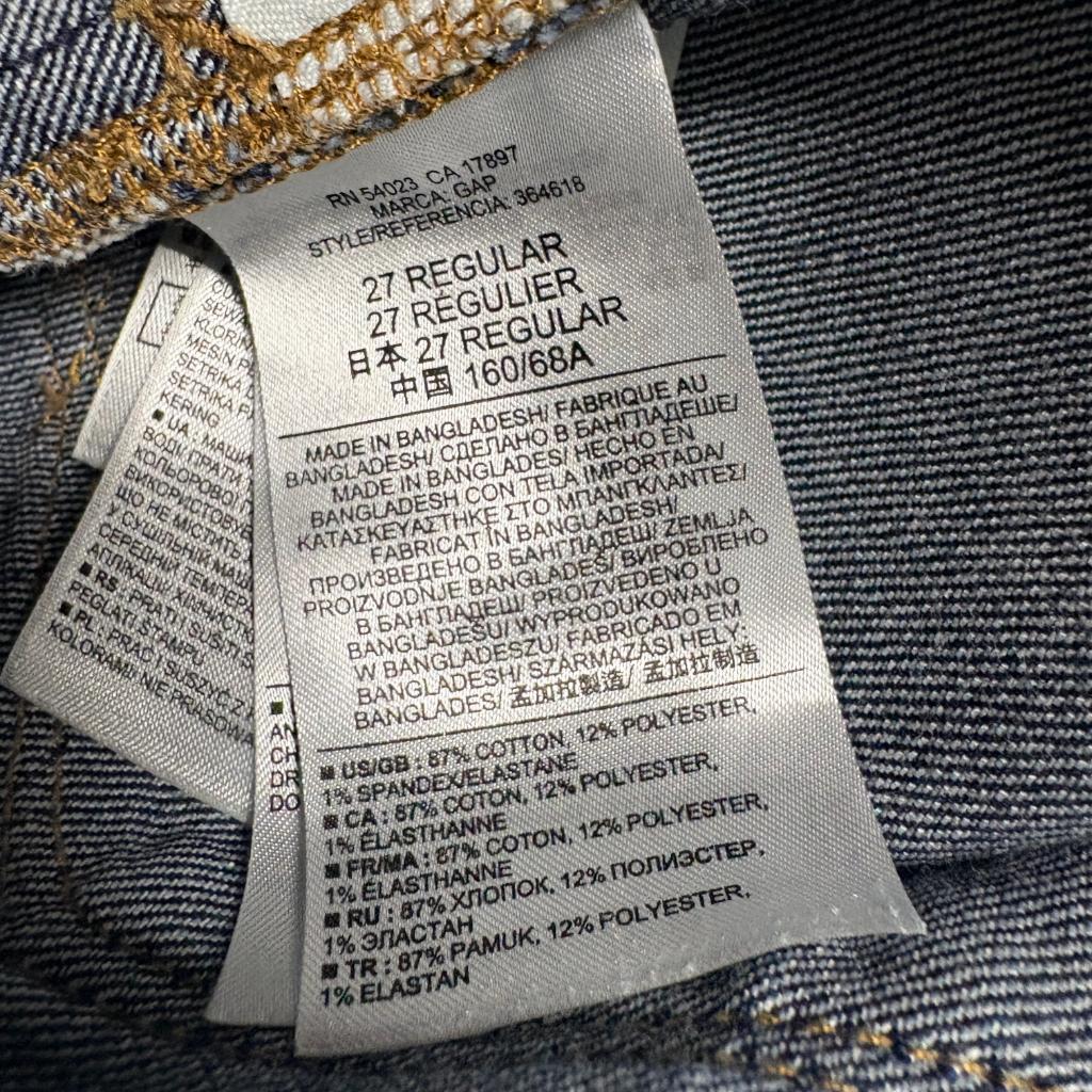 Gap 1969 Real Straight Jeans Womens 27 Regular Blue Denim Stretch Mid Rise