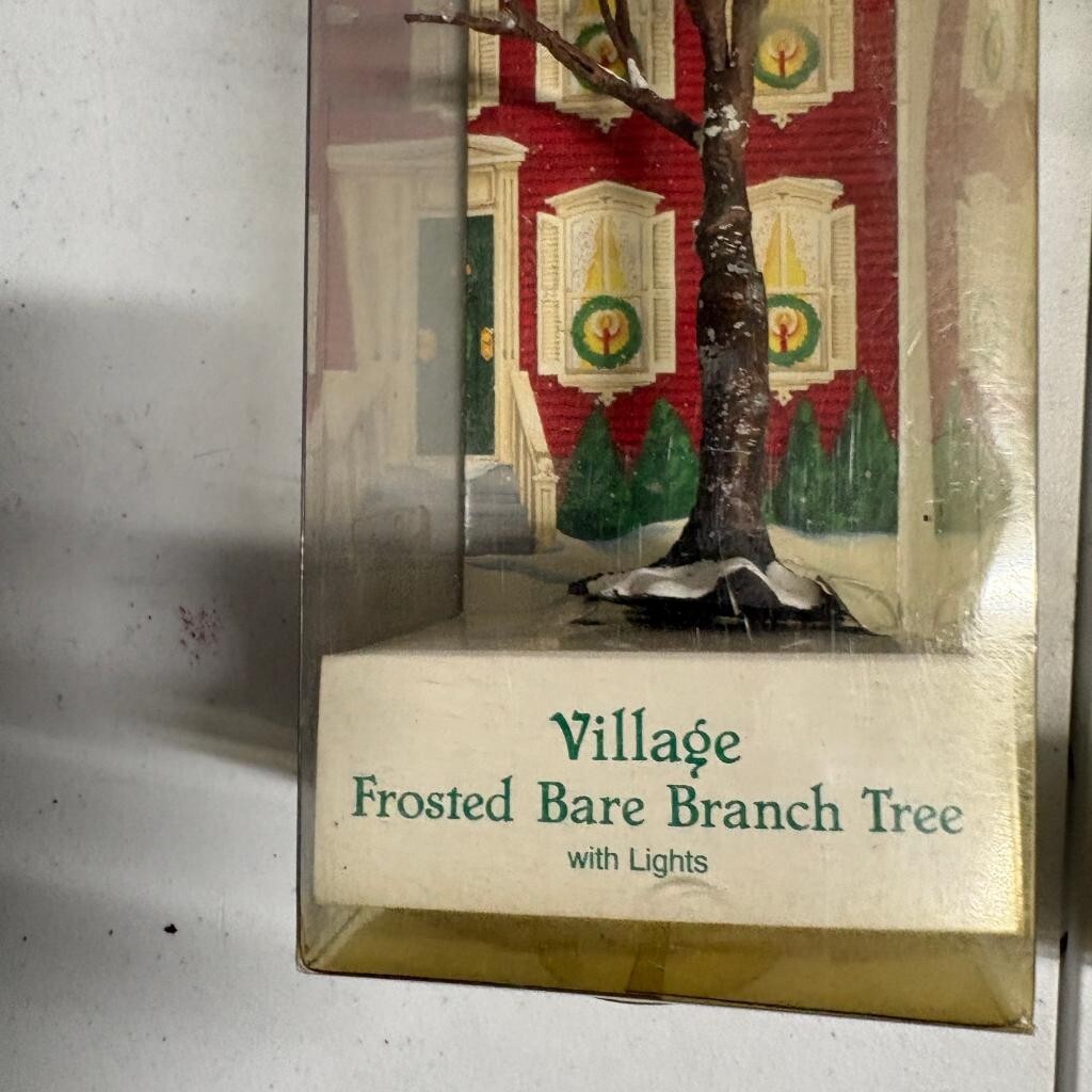 Department 56 Village Winter Birch Tree and Frosted Bare Branch Tree Lot of