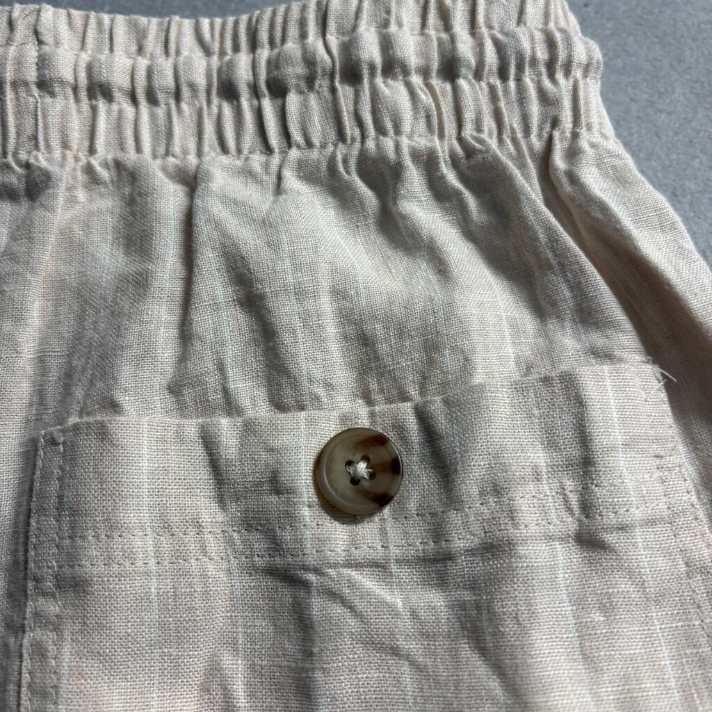 Cotton On Women's 100% Linen Pants Size S Beige Drawstring Waist Casual