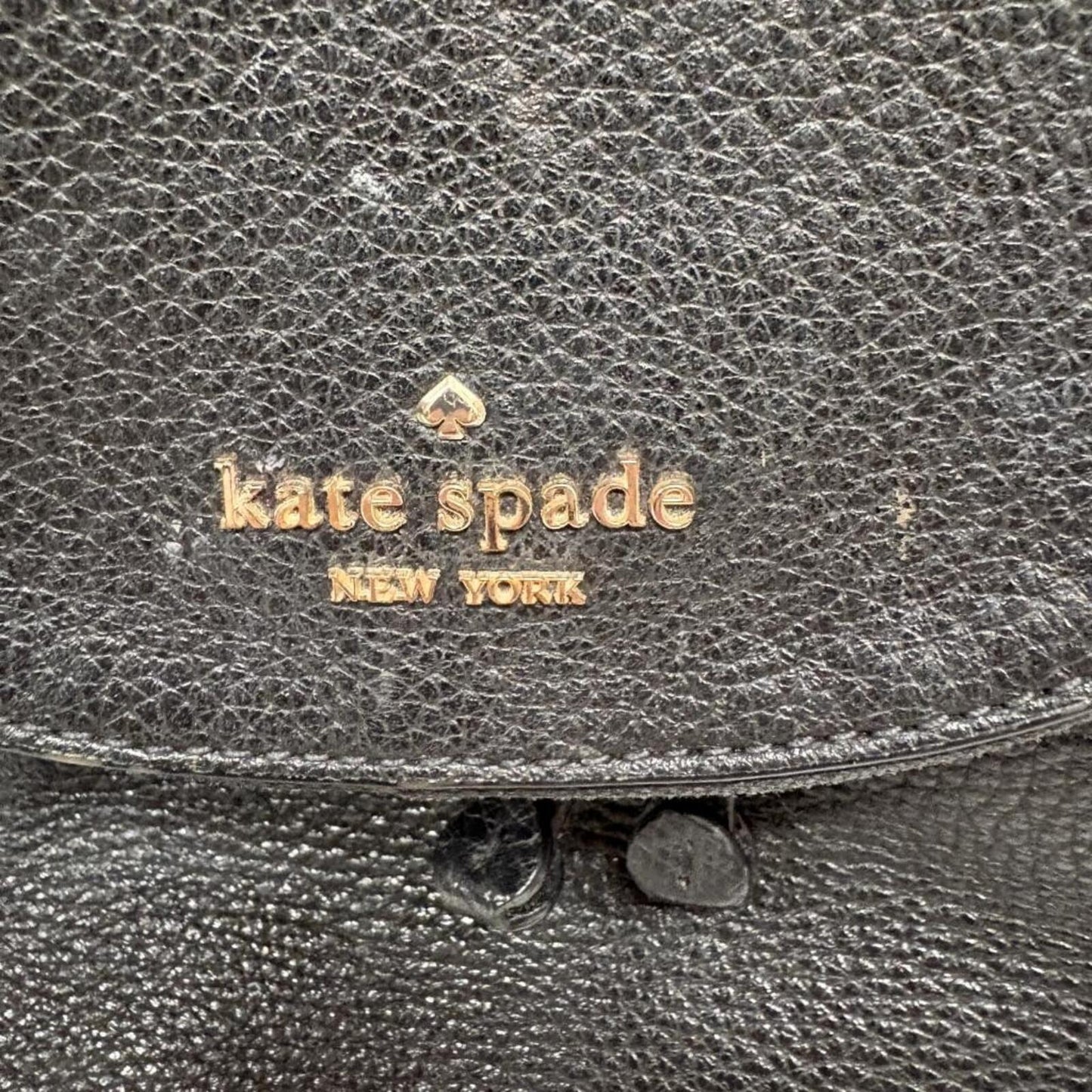 Kate Spade New York Black Pebbled Leather Backpack Small Drawstring Flap Bag